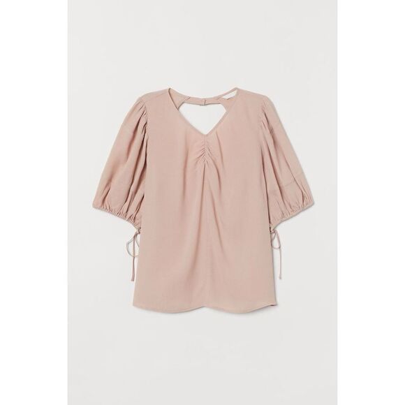 H&M Puff-sleeved blouse Powdered Pink - Picture 1 of 8